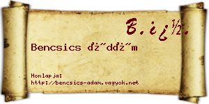 Bencsics Ádám névjegykártya