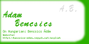 adam bencsics business card
